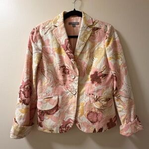 Ann Taylor Pink & Cream Floral Blazer